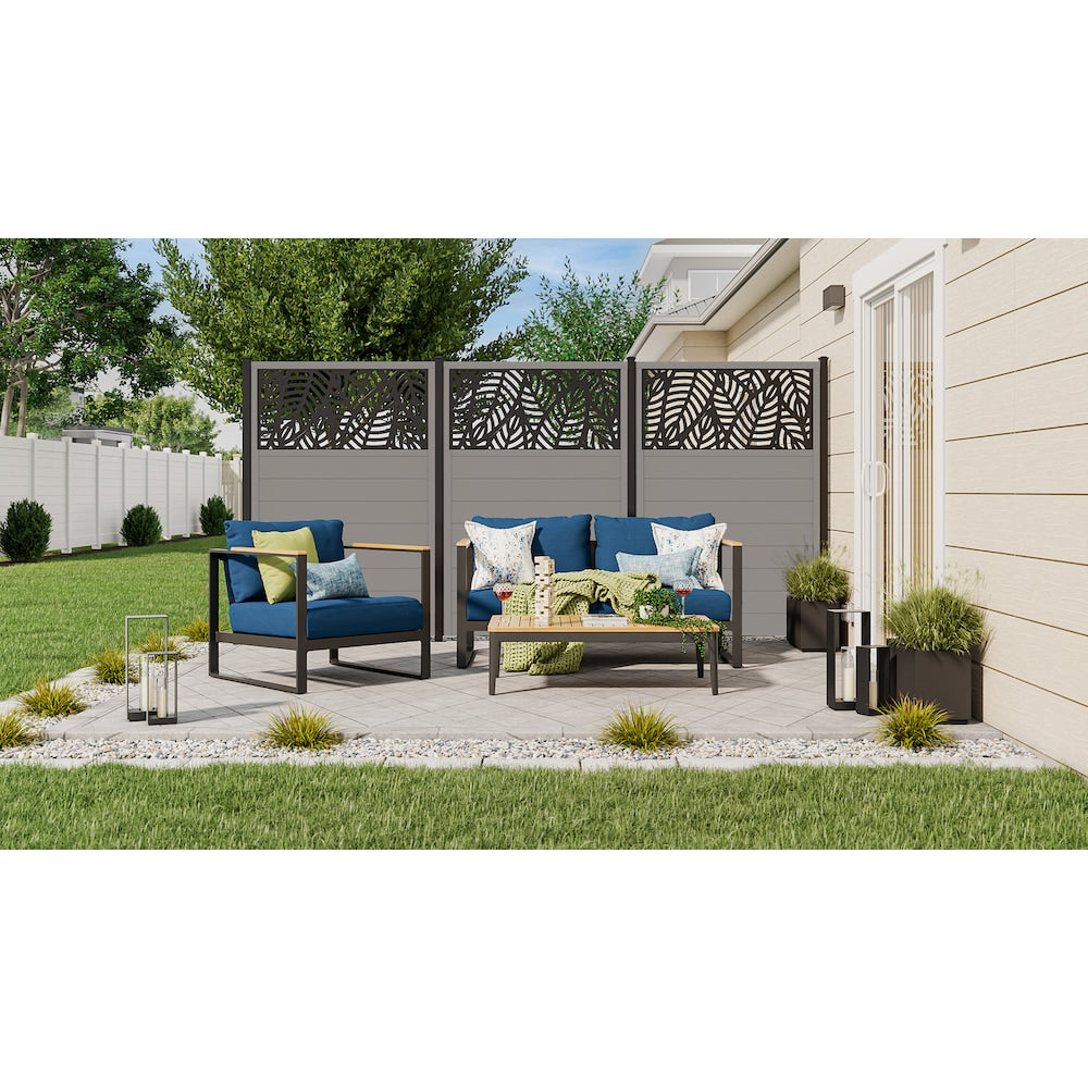 4' x 6' Vinyl Prvacy Fence Panel for 2'x4' Decoratave Panel Insert Slate Grey