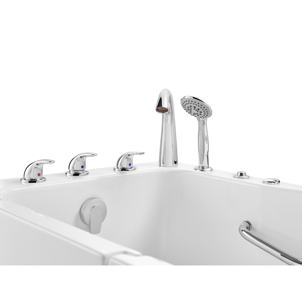 Baignoire balnéo standard de 52 po x 30 po en blanc avec drain à gauche et siège chauffant