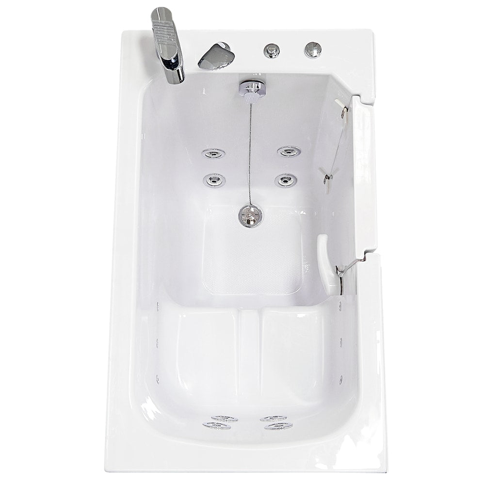 Baignoire balnéo Flow de 48 po x 28 po en blanc avec drain à droite et porte à droite