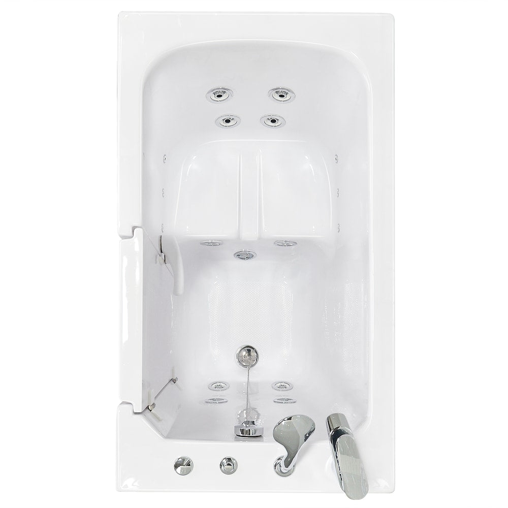 Baignoire balnéo Flow de 48 po x 28 po en blanc avec drain à droite et porte à droite
