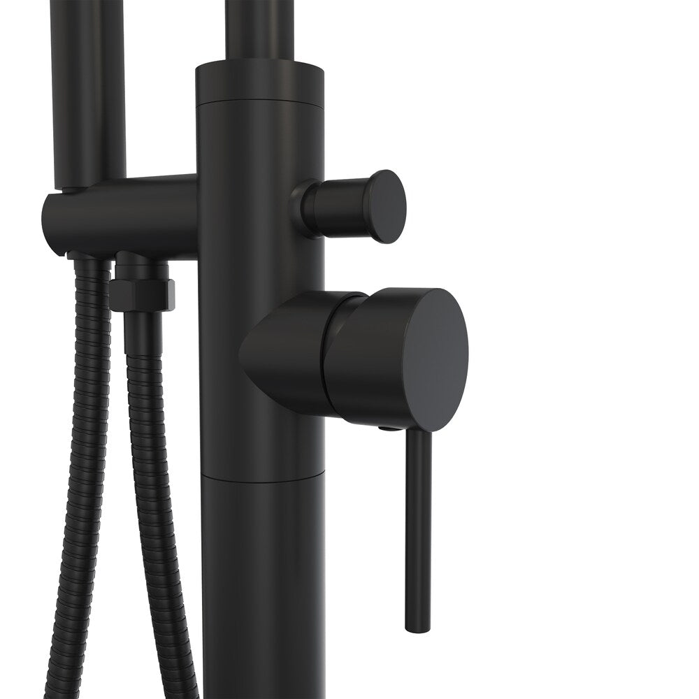 Linosa Single Handle Freestanding Bathtub Faucet/Tub Filler with Handheld Shower Head in Matte Black