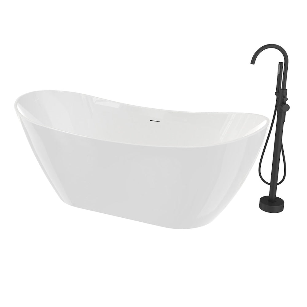 Linosa Single Handle Freestanding Bathtub Faucet/Tub Filler with Handheld Shower Head in Matte Black