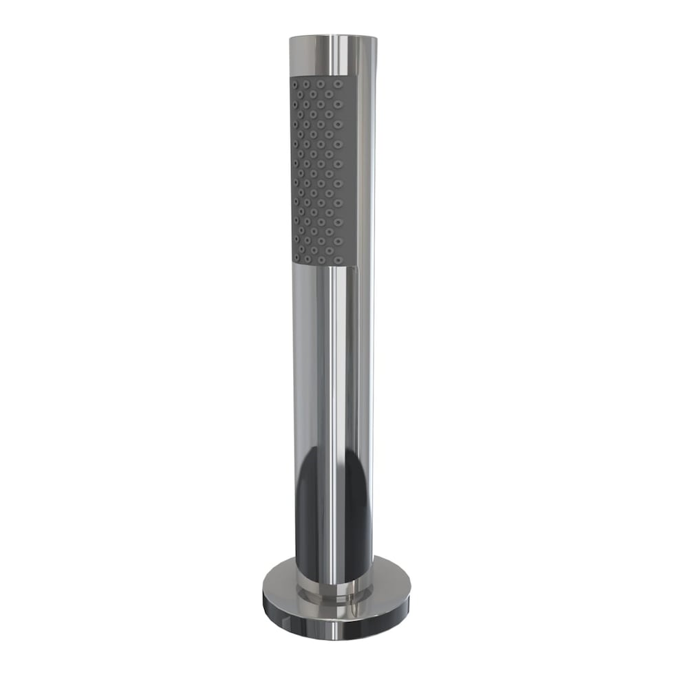 Baignoire autoportante ovale Emica AcrylX 58 po L x 32 po l x 23 po H, 2 pièces, drain central, avec robinet de baignoire à poignée unique Keros monté sur le pont et pomme de douche à main en chrome