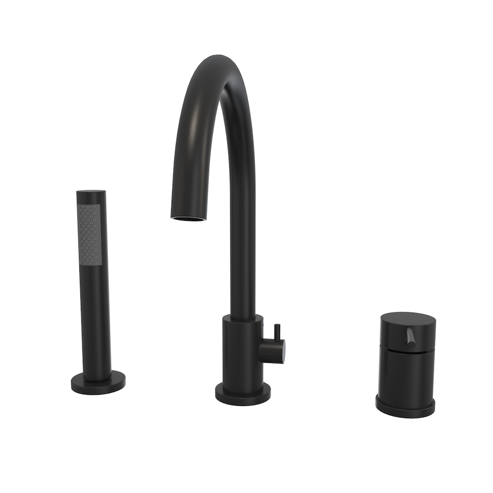 Keros Single Handle Deckmounted Bathtub Faucet/Tub Filler with Handheld Shower Head in Matte Black