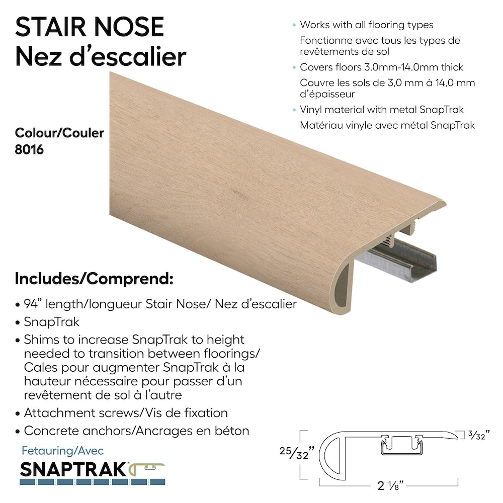 Vinyl Stair Nose Moulding Color 8016 2.15-inch x .78-inch x 94-inch