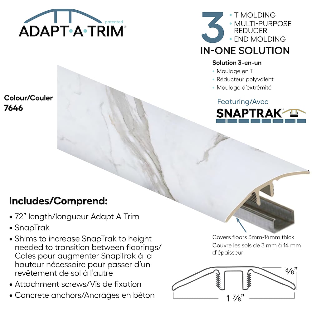 Adapt A Trim 3-in-1 Vinyl Reducer & Transition Molding Color 7646 1.85-inx.35-inx72-in