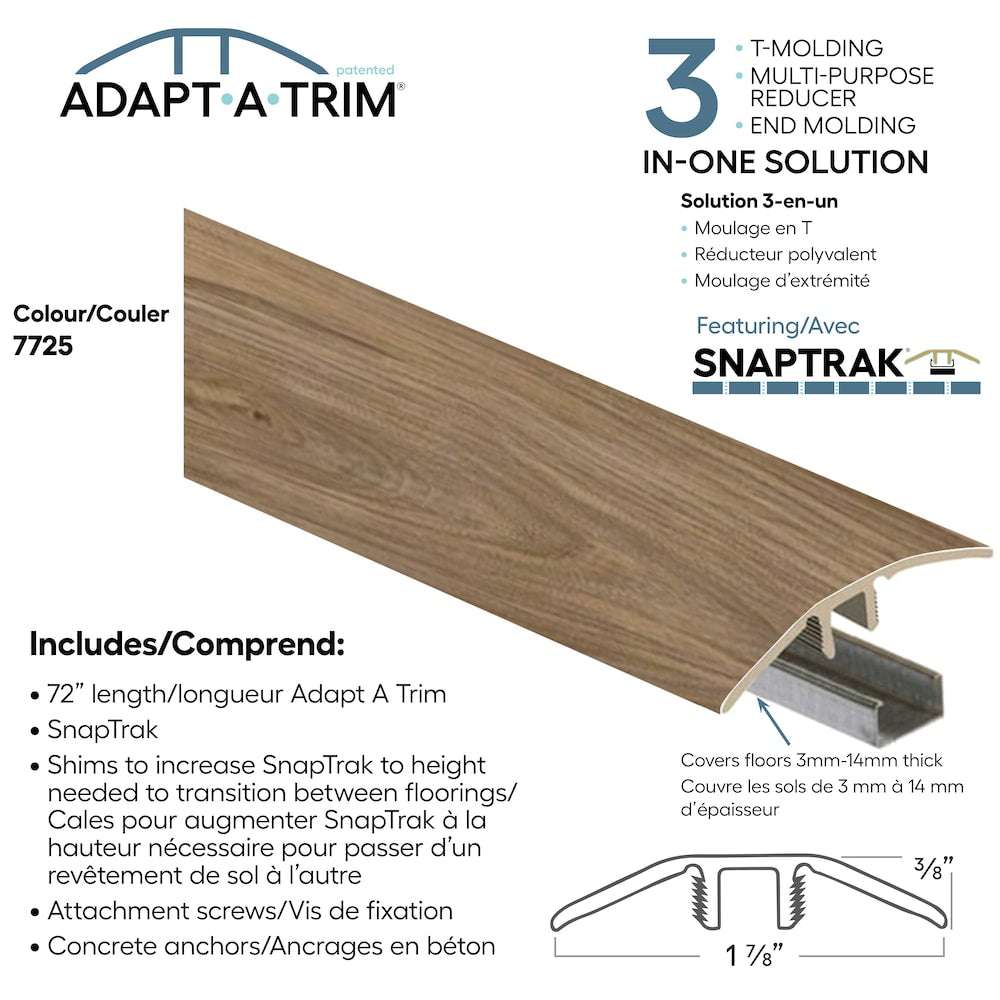 Adapt A Trim 3-in-1 Vinyl Reducer & Transition Molding Color 7725 1.85-inx.35-inx72-in
