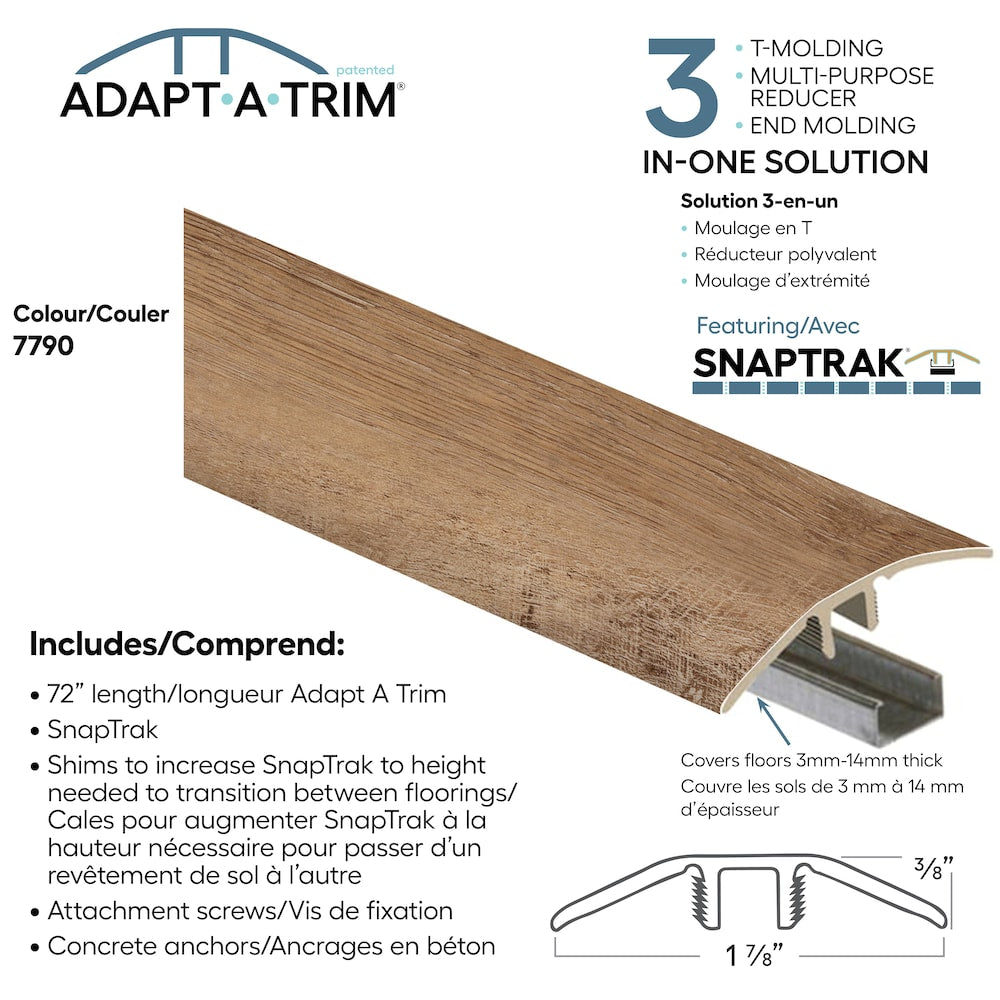Adapt A Trim 3-in-1 Vinyl Reducer & Transition Molding Color 7790 1.85-inx.35-inx72-in