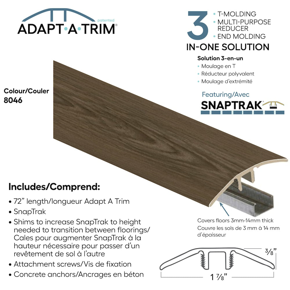 Adapt A Trim 3-in-1 Vinyl Reducer & Transition Molding Color 8046 1.85-inx.35-inx72-in