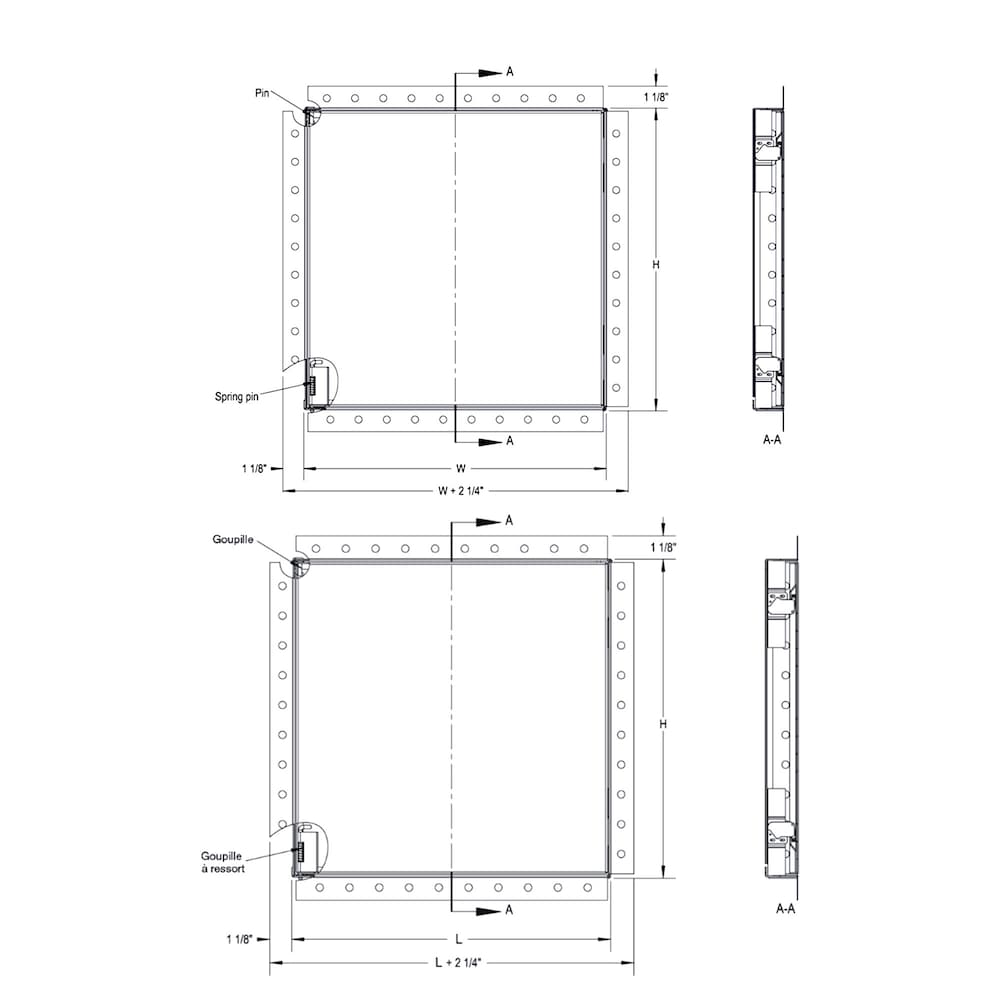 24" x 24" Flush Removable Access Door with Drywall Bead Flange