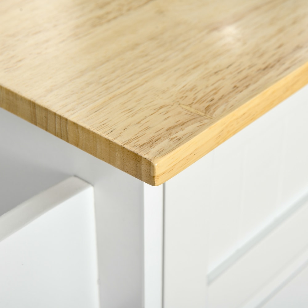 Chariot de cuisine à roulettes de 47,75 pouces de largeur avec porte-serviettes en blanc