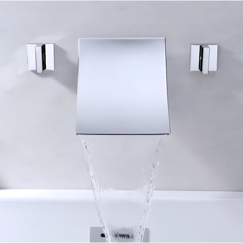 Waterfall-A 2H Faucet in Chrome with Overflow Pop Up Drain in Chrome