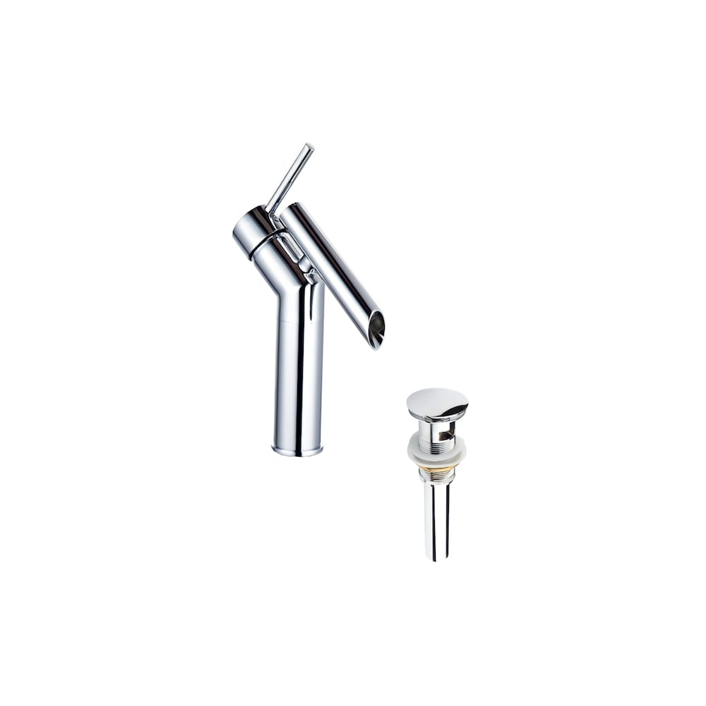 Robinet Haven-C 1H en chrome avec trop-plein et bonde escamotable en chrome