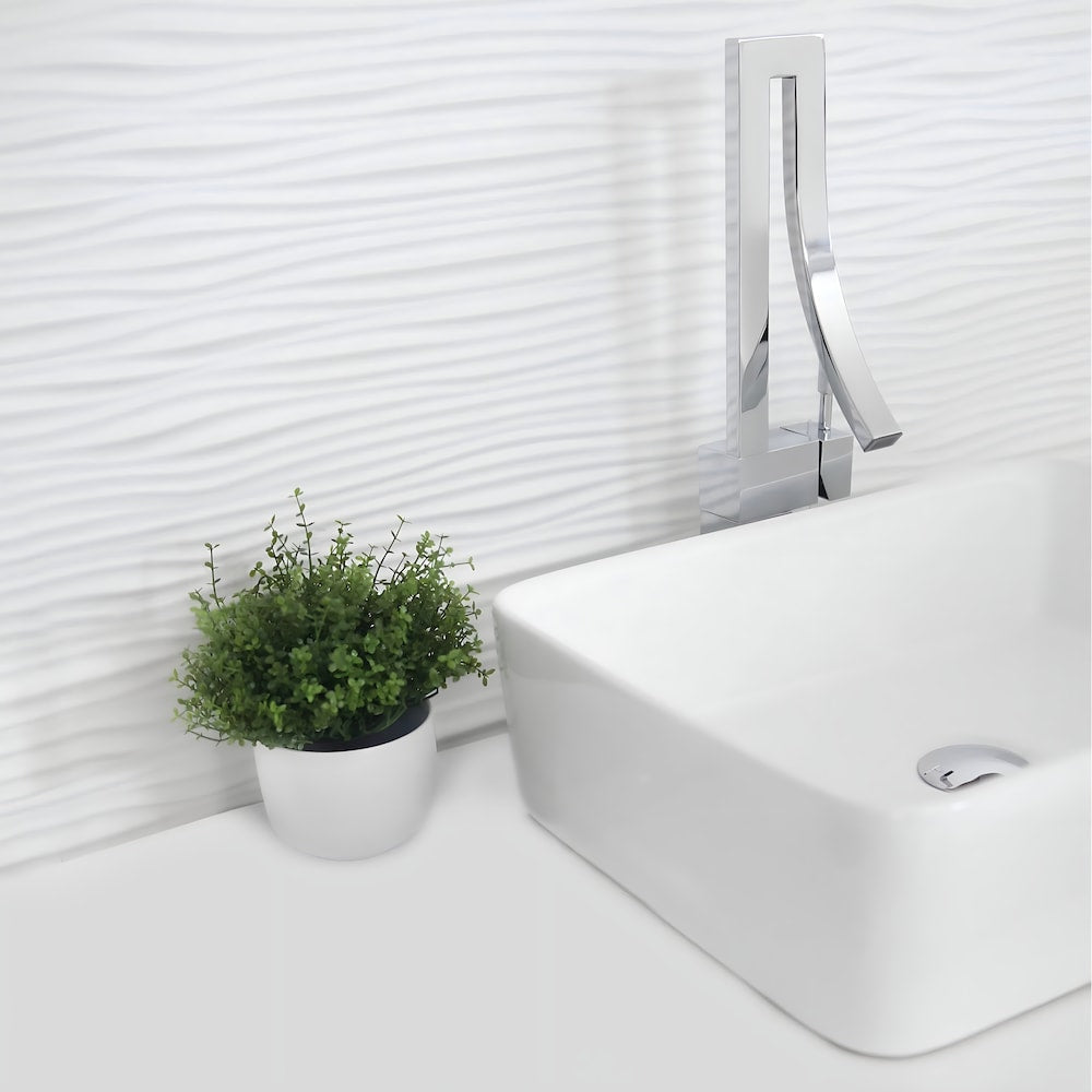 Robinet Waterfall-B 1H en chrome avec bonde escamotable en chrome