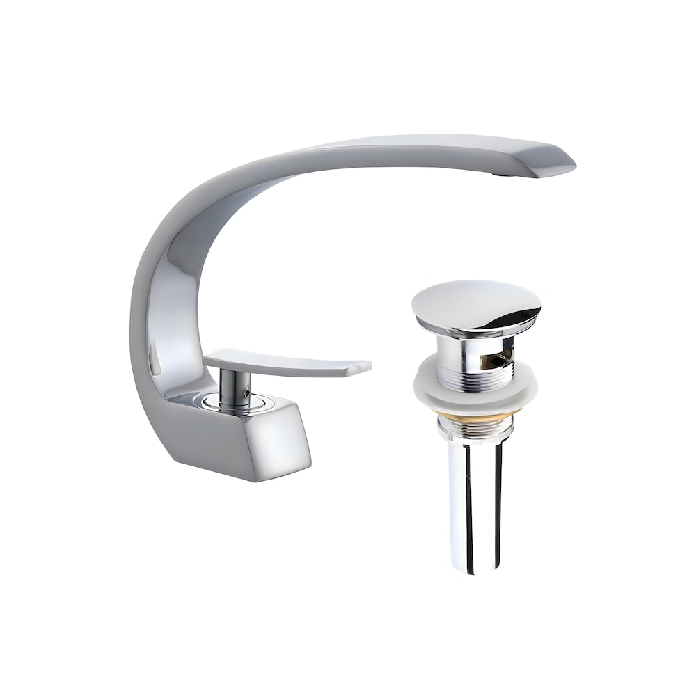Island-A 1H Faucet in Chrome with Overflow Pop Up Drain in Chrome