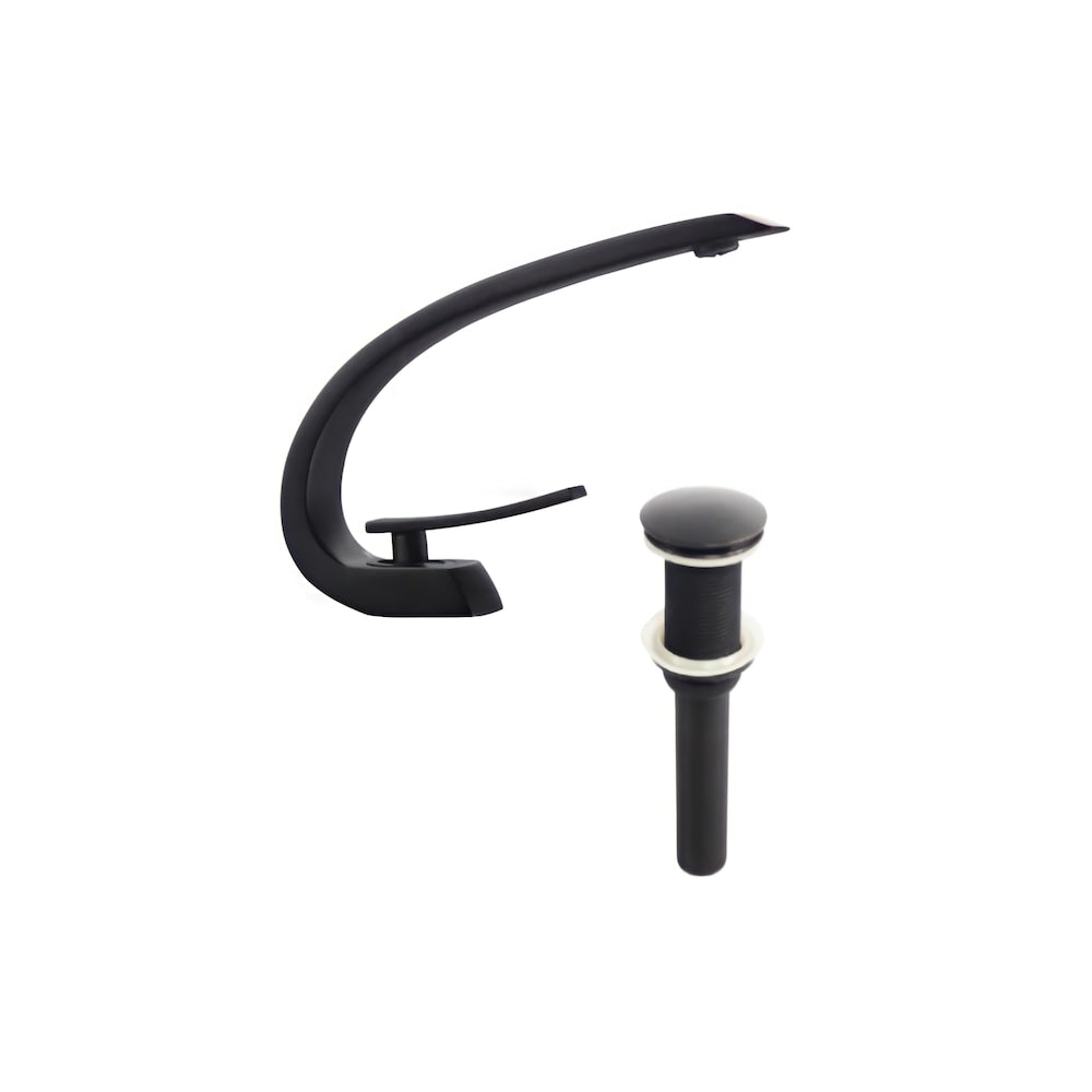 Island-B 1H Faucet in Black with Pop Up Drain in Black