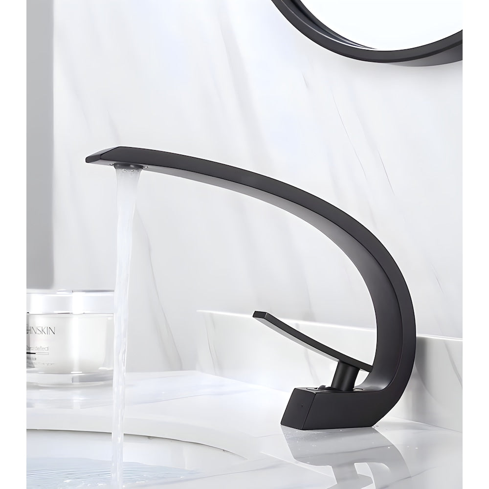 Island-B 1H Faucet in Black with Pop Up Drain in Black