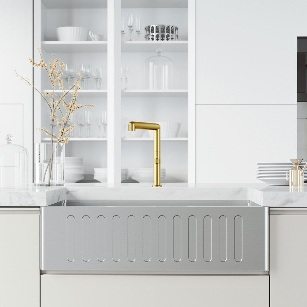 Jewel 11 in. H Single Handle Kitchen Bar Faucet in Matte Brushed Gold