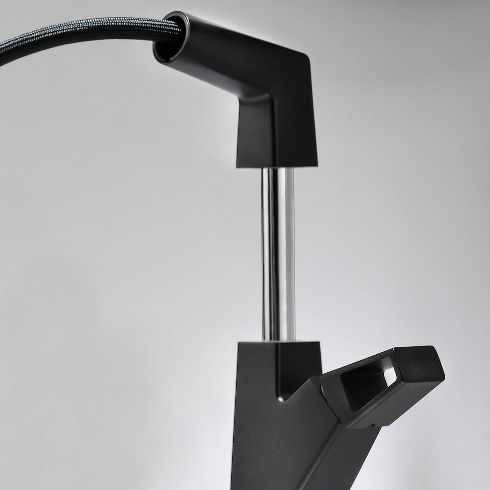 WBF2 Matte Black Single Hole Bathroom Sink Faucet with Single Handle and Pull Out Sprayer
