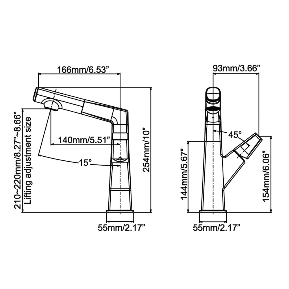 WBF2 Brushed Gold Single Hole Bathroom Sink Faucet with Single Handle and Pull Out Sprayer