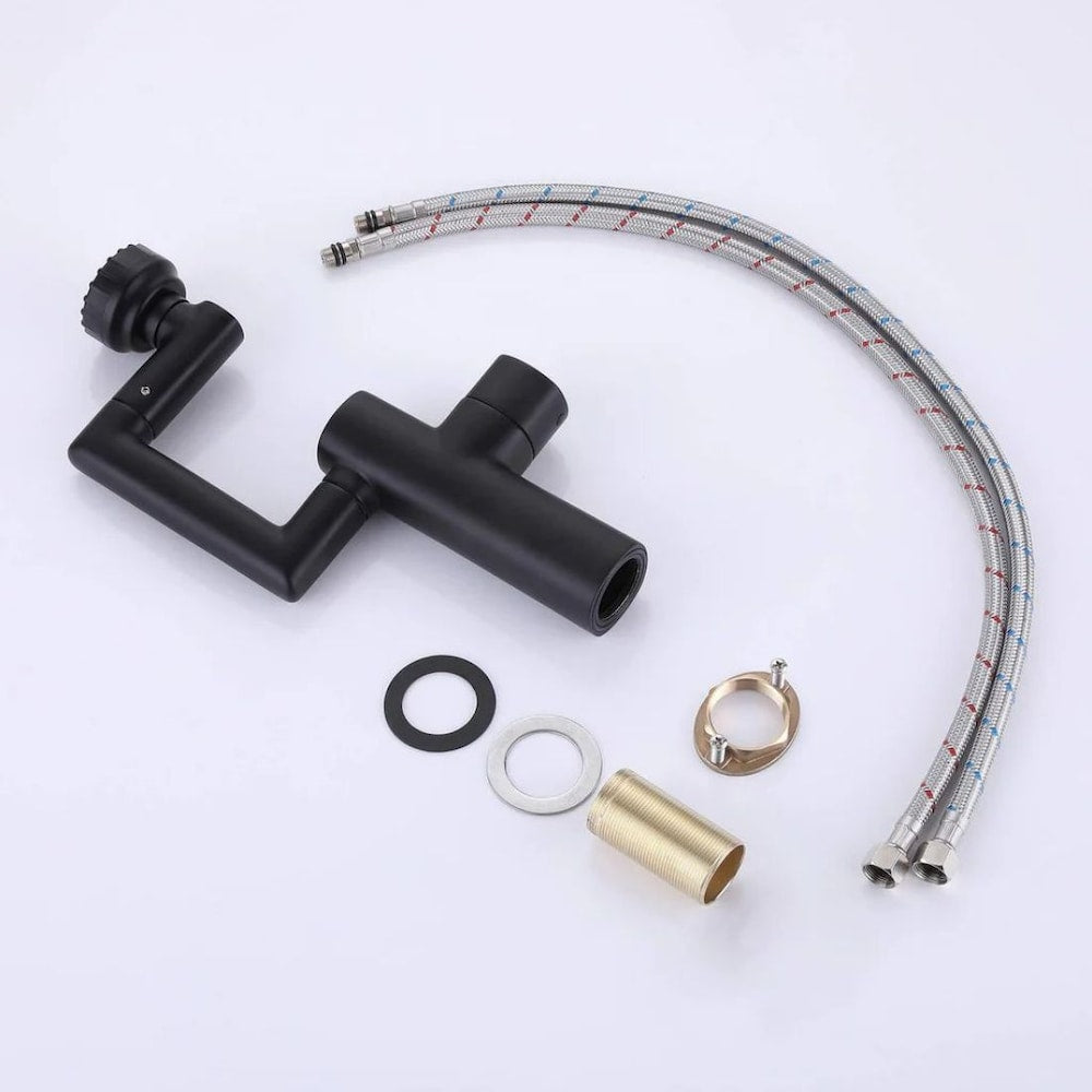 WBF3 Matte Black Single Hole Bathroom Sink Faucet with Single Handle and Swivel Spout