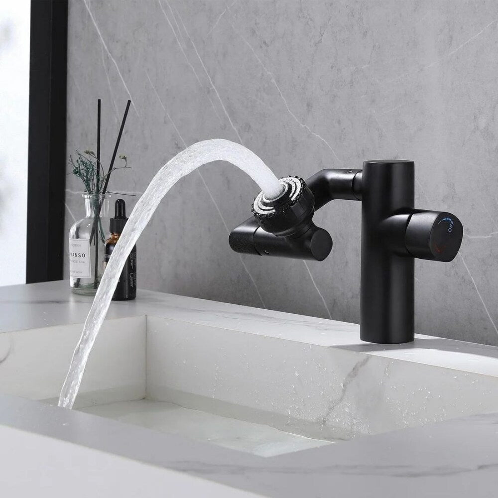 WBF3 Matte Black Single Hole Bathroom Sink Faucet with Single Handle and Swivel Spout
