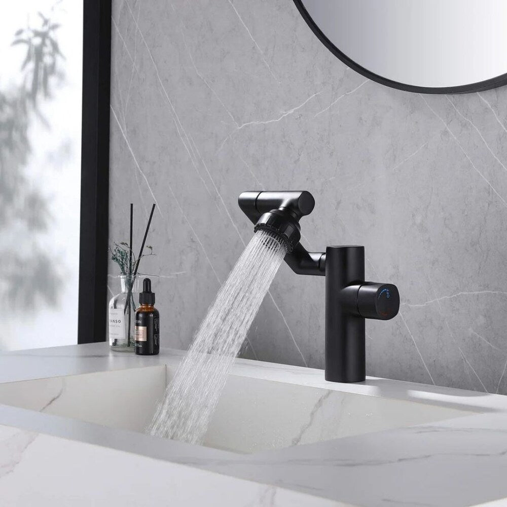 WBF3 Matte Black Single Hole Bathroom Sink Faucet with Single Handle and Swivel Spout