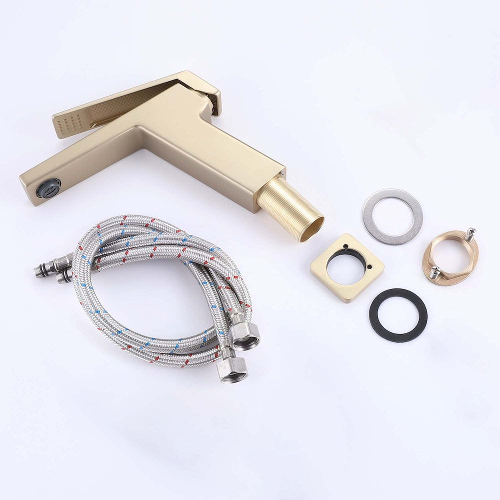 WBF4 Brushed Gold Single Hole Bathroom Sink Faucet with Single Handle