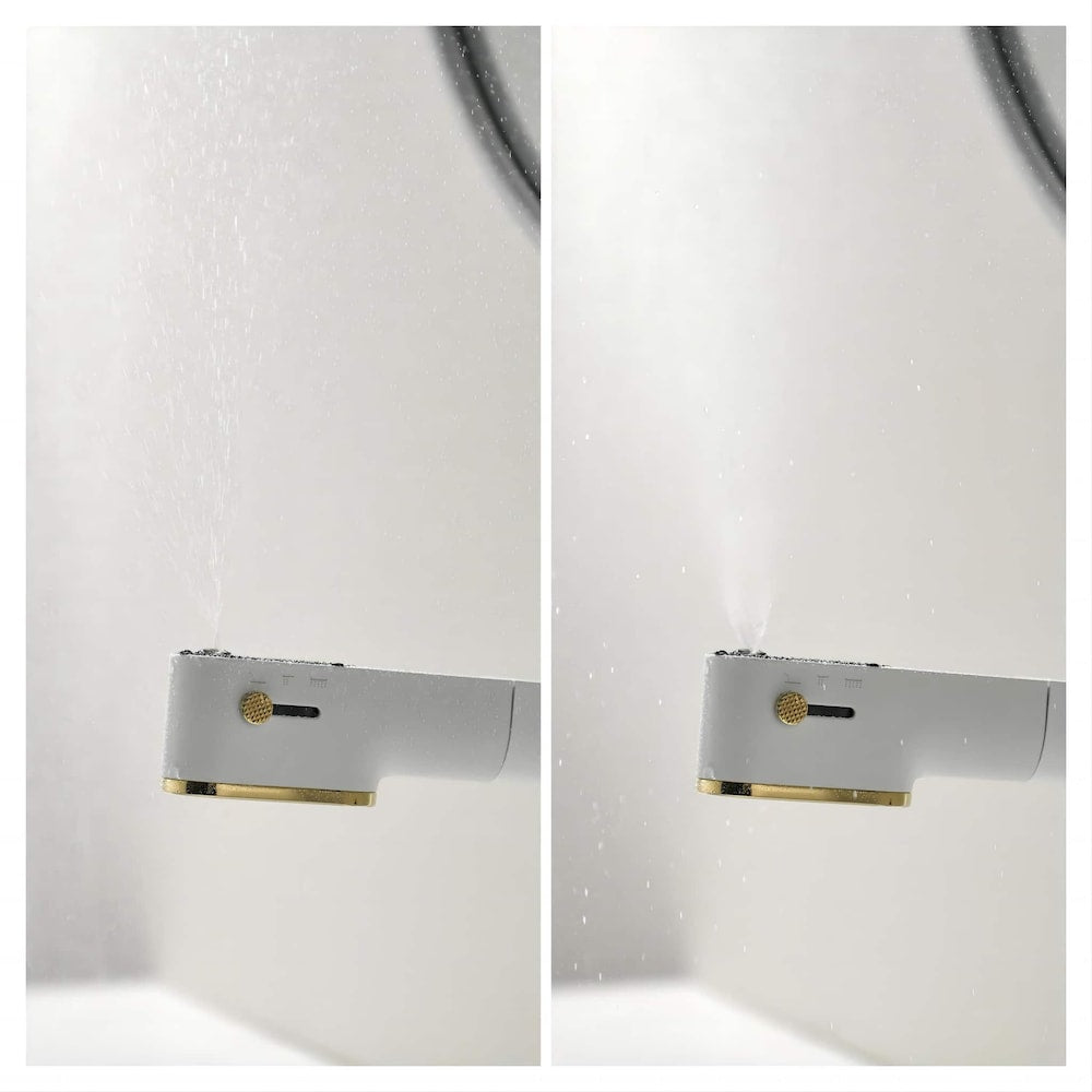 WBF5 White Single Hole Bathroom Sink Faucet with Single Handle, Pull Out Sprayer and LED Display