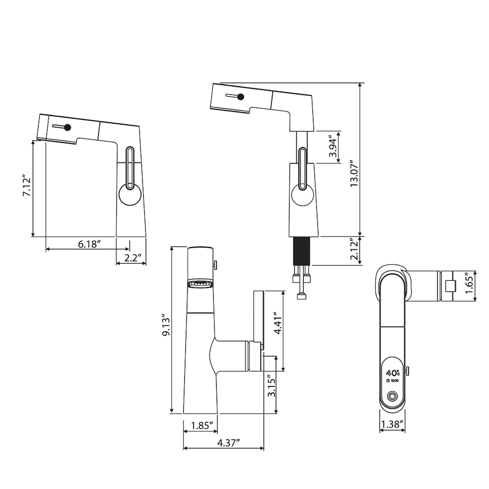 WBF5 White Single Hole Bathroom Sink Faucet with Single Handle, Pull Out Sprayer and LED Display