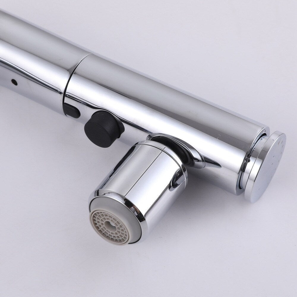 WBF6 Chrome Single Hole Bathroom Sink Faucet with Single Handle, Pull Out Sprayer and LED Display