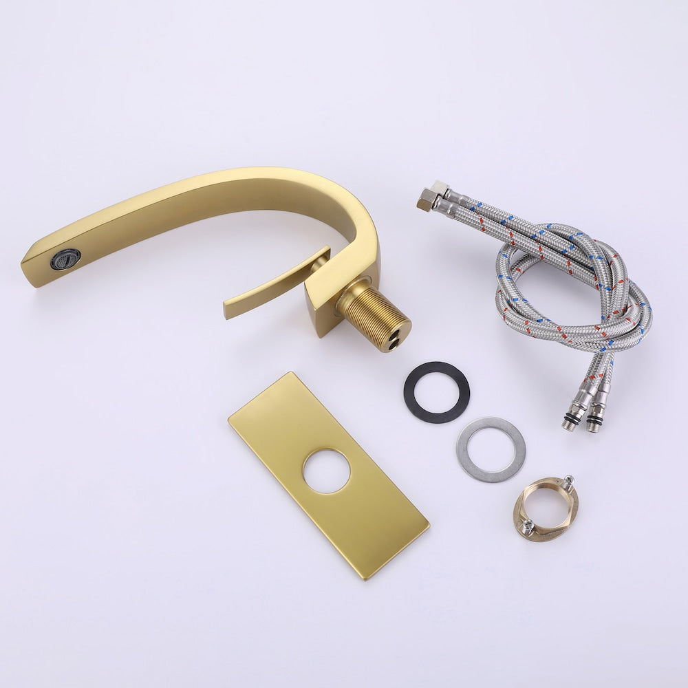WBF9 Brushed Gold Single Hole Bathroom Sink Faucet with Single Handle