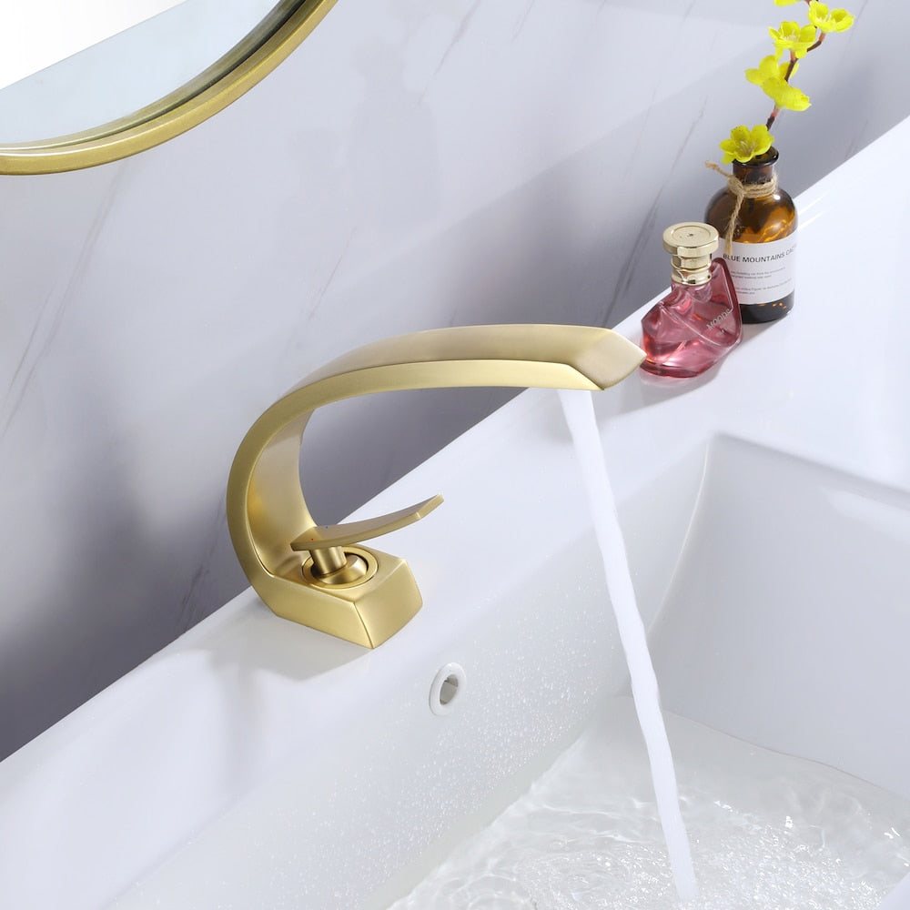 WBF9 Brushed Gold Single Hole Bathroom Sink Faucet with Single Handle
