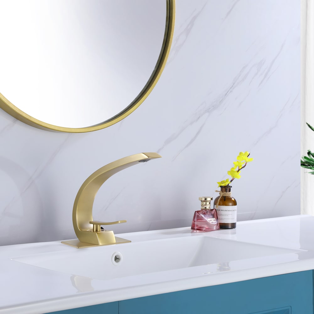 WBF9 Brushed Gold Single Hole Bathroom Sink Faucet with Single Handle
