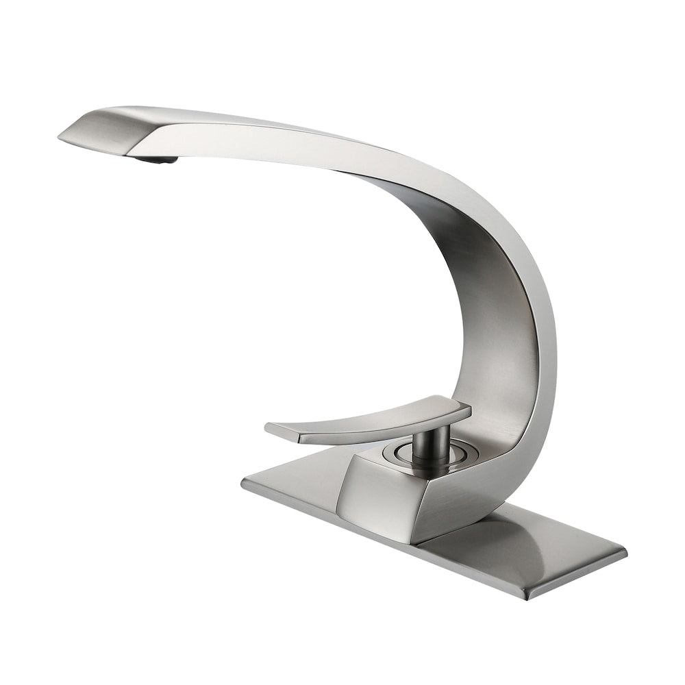 Robinet de lavabo de salle de bain à trou unique en nickel brossé WBF9 avec poignée unique