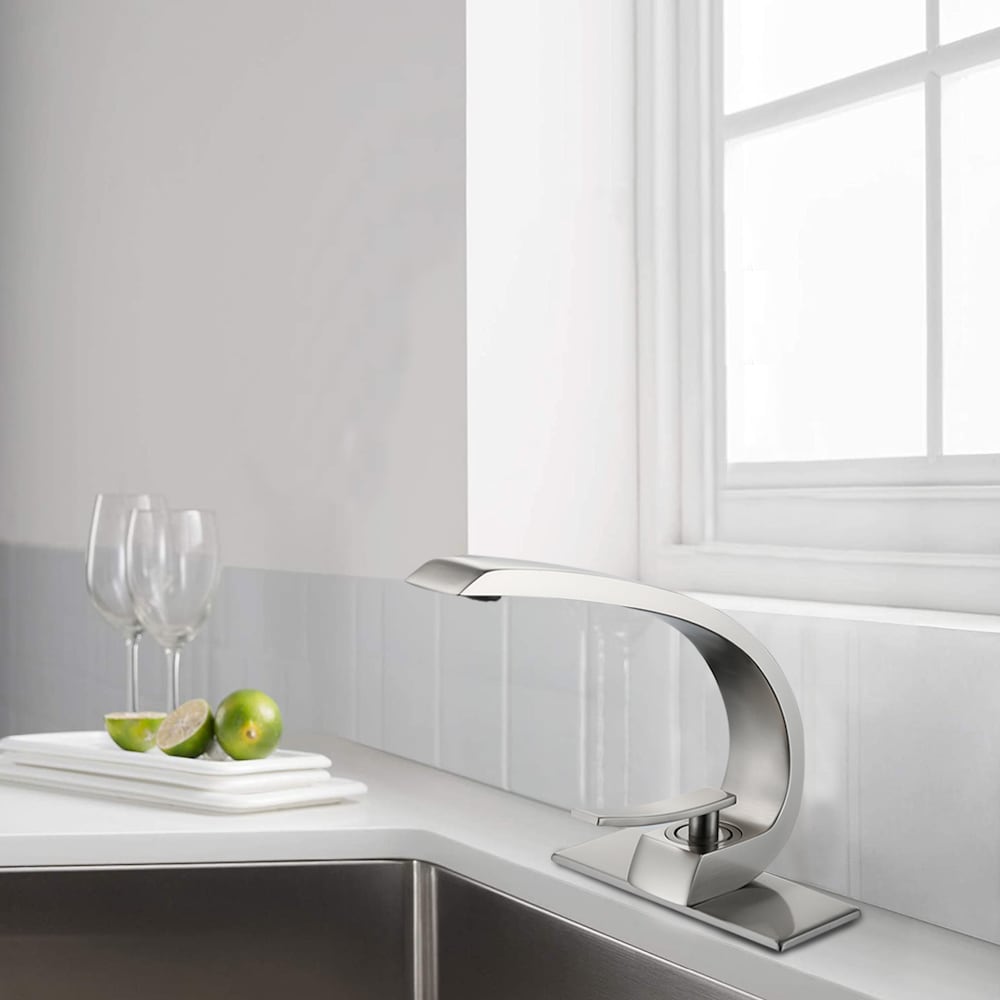 Robinet de lavabo de salle de bain à trou unique en nickel brossé WBF9 avec poignée unique