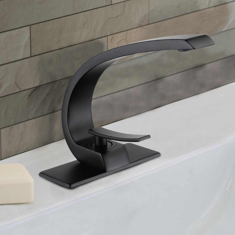 WBF9 Matte Black Single Hole Bathroom Sink Faucet with Single Handle