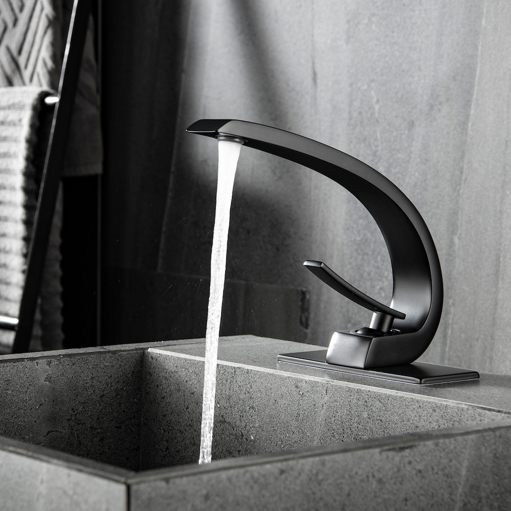WBF9 Matte Black Single Hole Bathroom Sink Faucet with Single Handle