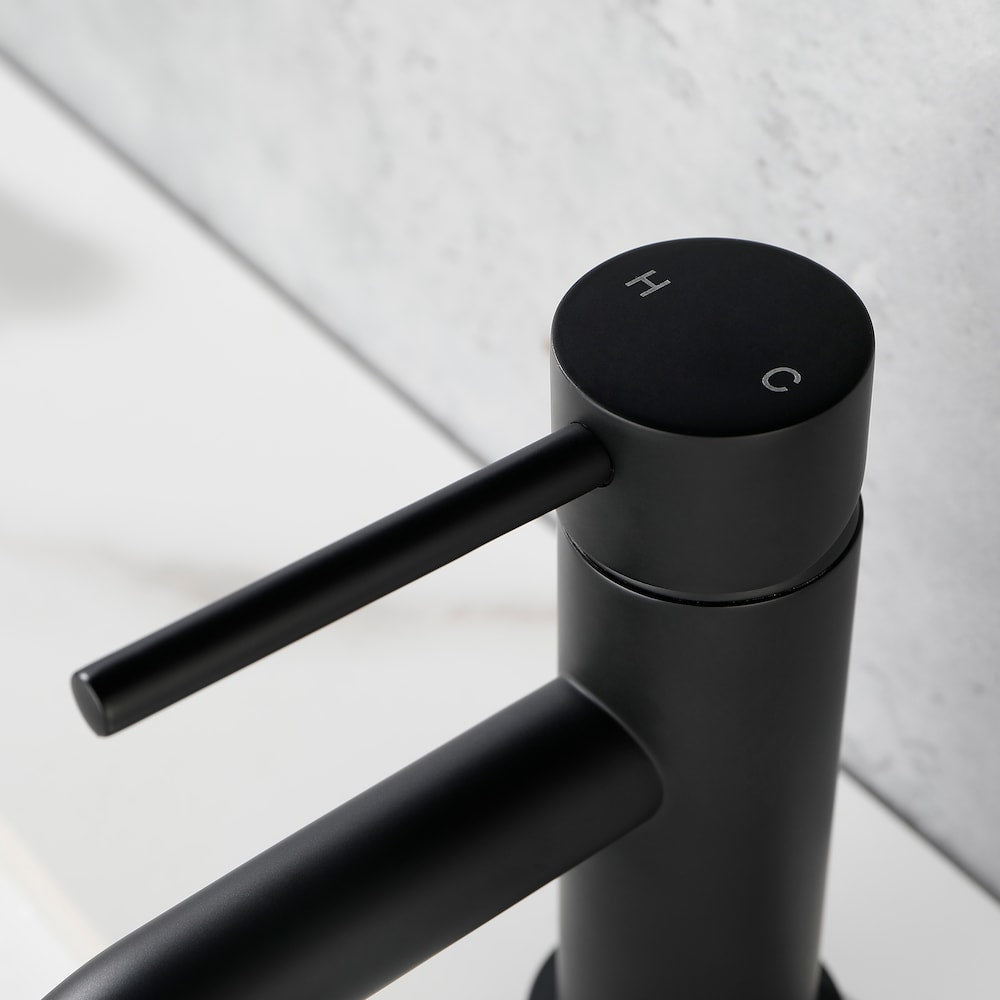 Robinet de lavabo de salle de bain à trou unique ZCJ1 avec poignée unique en noir mat