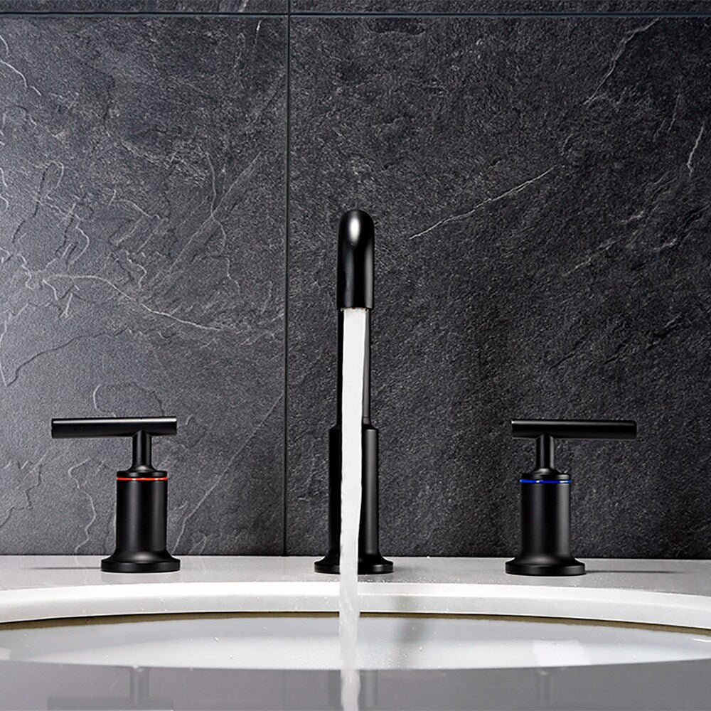 ZCJ2 Widespread Bathroom Sink Faucet with 2 Handle in Matte Black