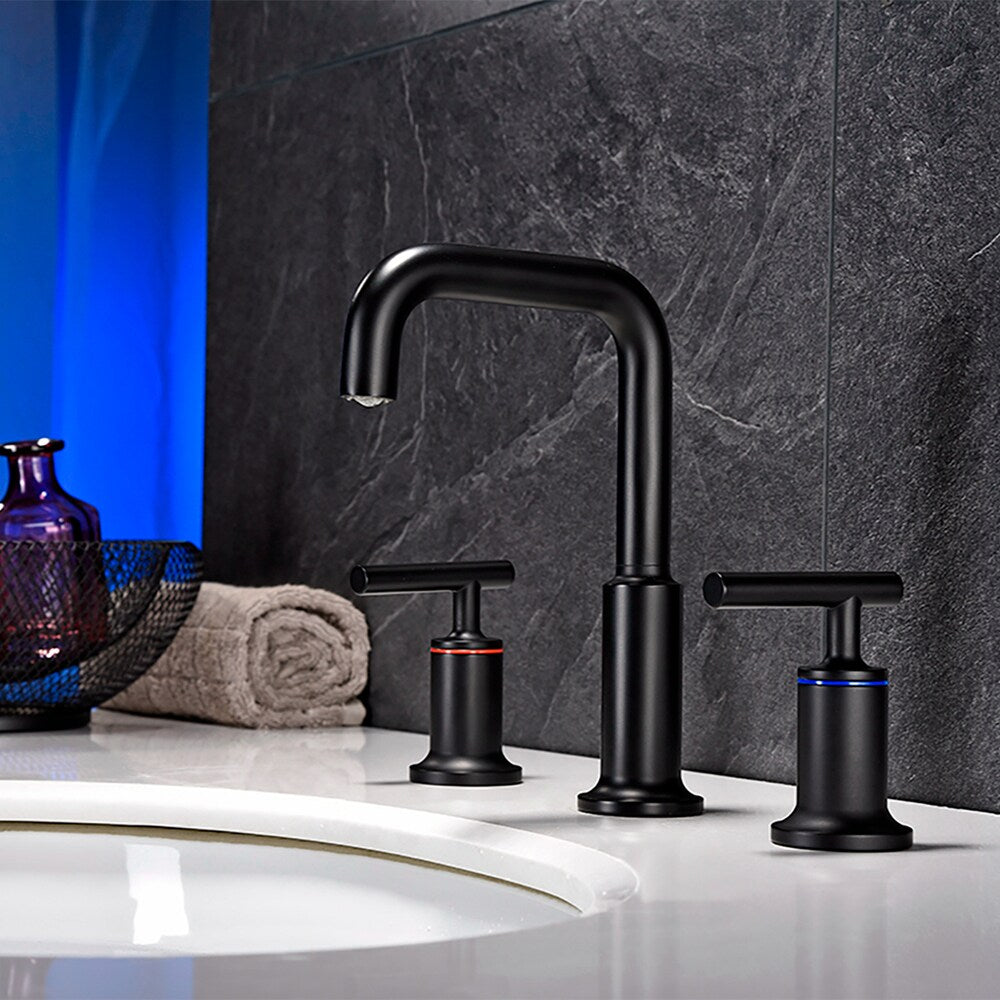 ZCJ2 Widespread Bathroom Sink Faucet with 2 Handle in Matte Black