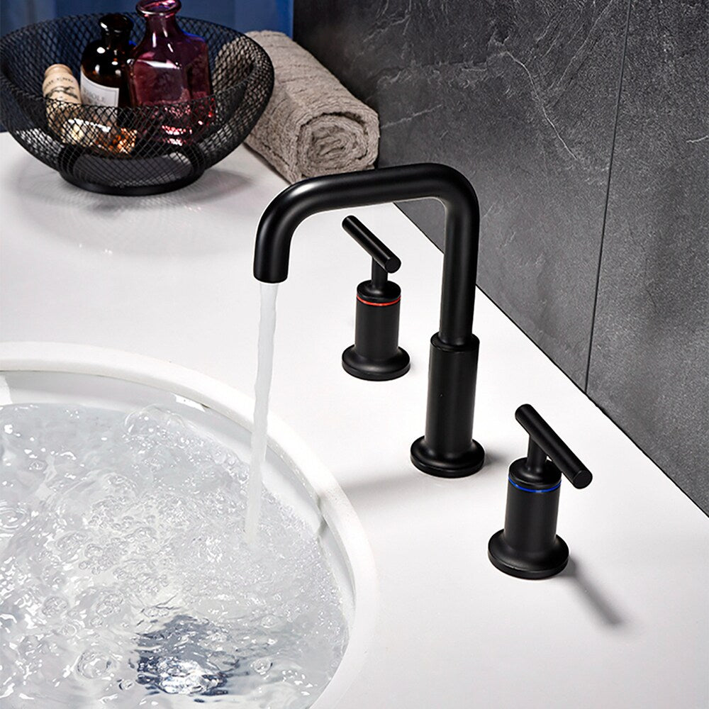 ZCJ2 Widespread Bathroom Sink Faucet with 2 Handle in Matte Black