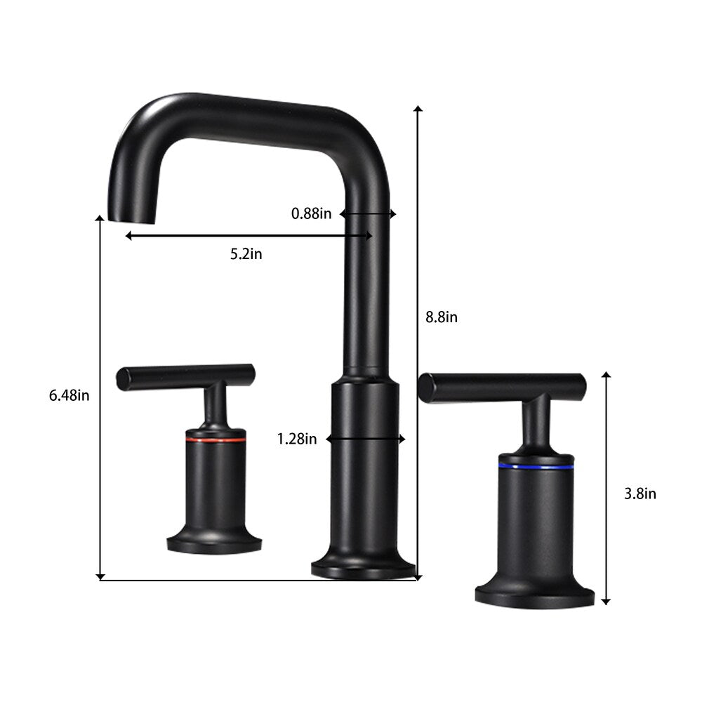 ZCJ2 Widespread Bathroom Sink Faucet with 2 Handle in Matte Black