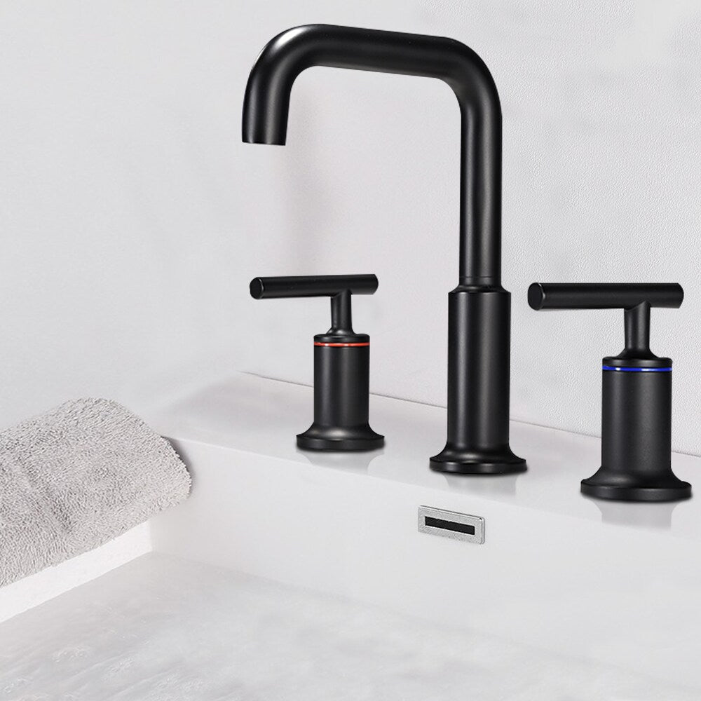 ZCJ2 Widespread Bathroom Sink Faucet with 2 Handle in Matte Black