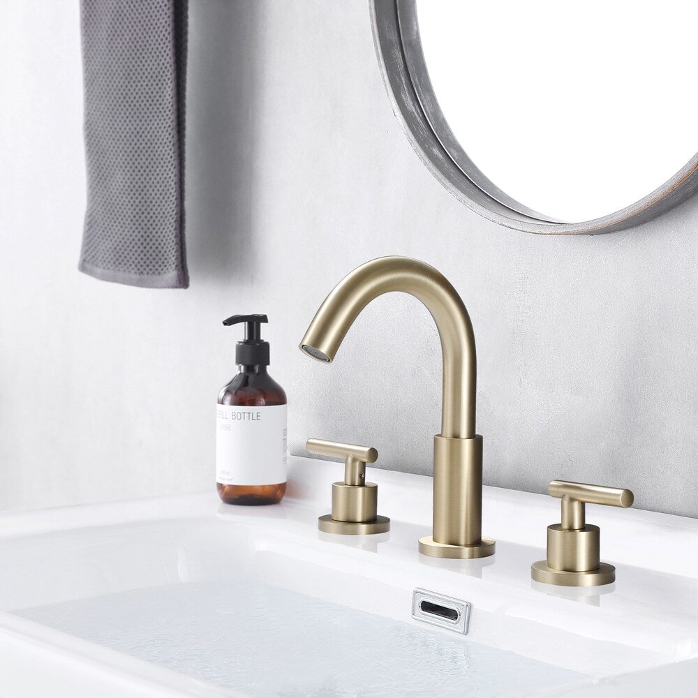 RZCJ3 Widespread Bathroom Sink Faucet with 2 Handle in Brushed Gold