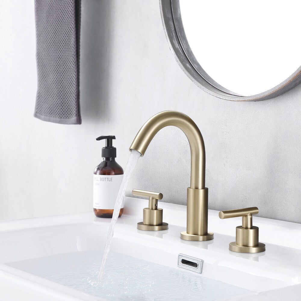 RZCJ3 Widespread Bathroom Sink Faucet with 2 Handle in Brushed Gold