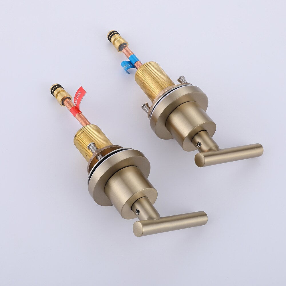 RZCJ3 Widespread Bathroom Sink Faucet with 2 Handle in Brushed Gold