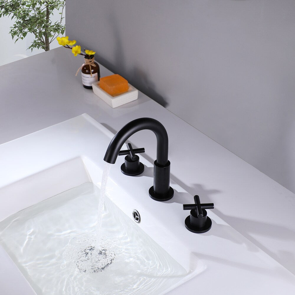 ZCJ4 Widespread Bathroom Sink Faucet with 2 Handle in Matte Black