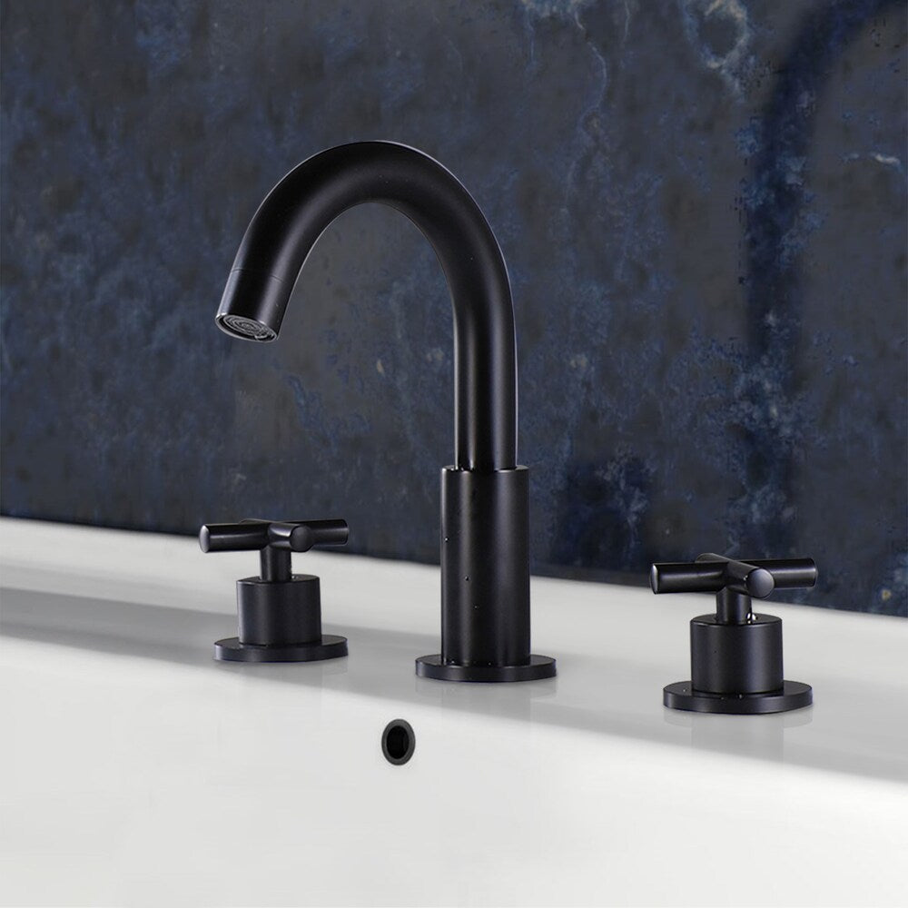 ZCJ4 Widespread Bathroom Sink Faucet with 2 Handle in Matte Black