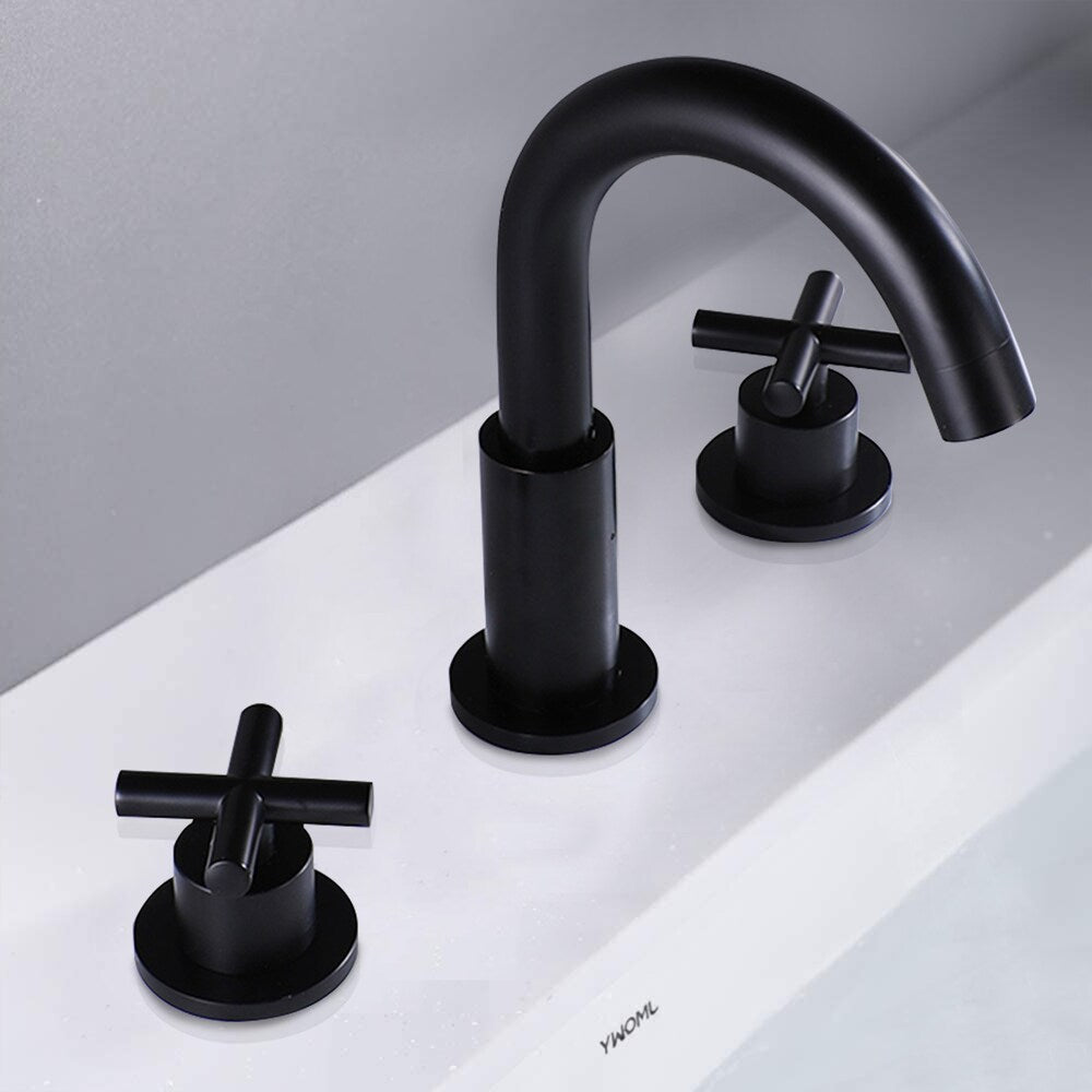 ZCJ4 Widespread Bathroom Sink Faucet with 2 Handle in Matte Black